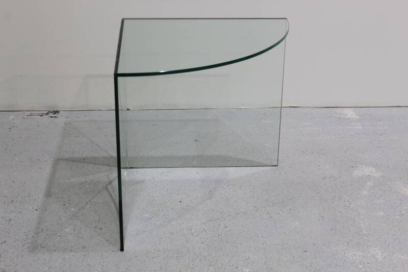 Vintage bijzettafel, hoektafel glas - jaren '70 | 00955