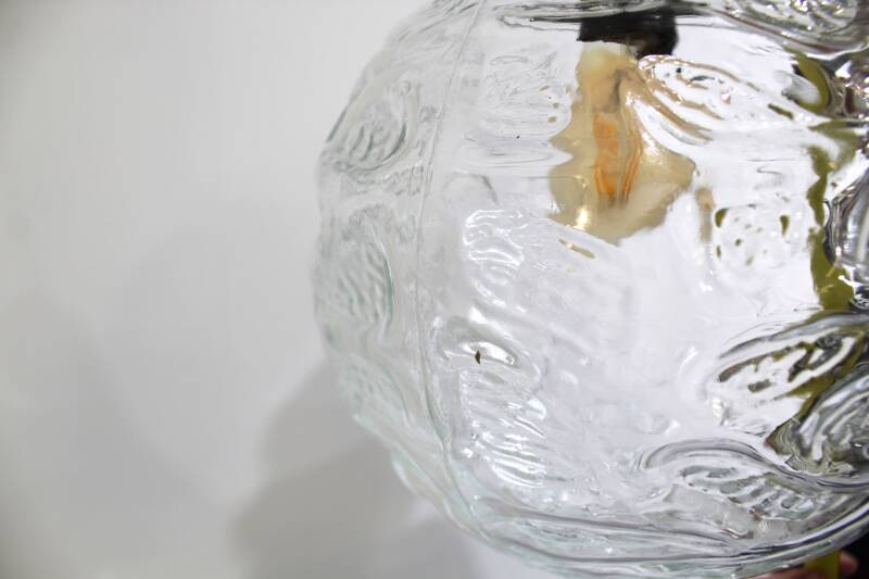 Vintage bollamp, hanglamp - chroom, transparant, jaren '70 | 00931