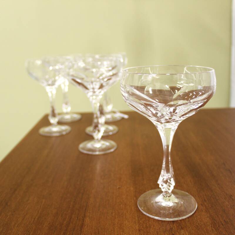 6x Vintage Kristall Champagnergläser, Cocktailgläser