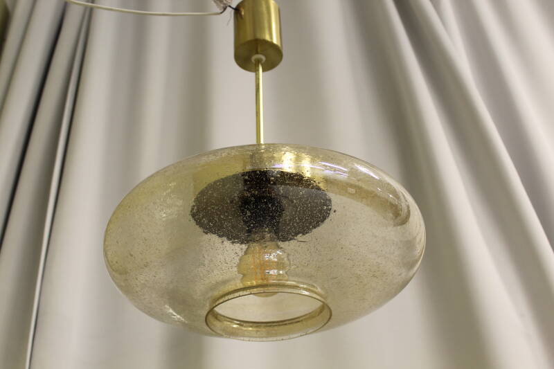 Vintage hanglamp AKA Leuchten, messing goud glas | 00790