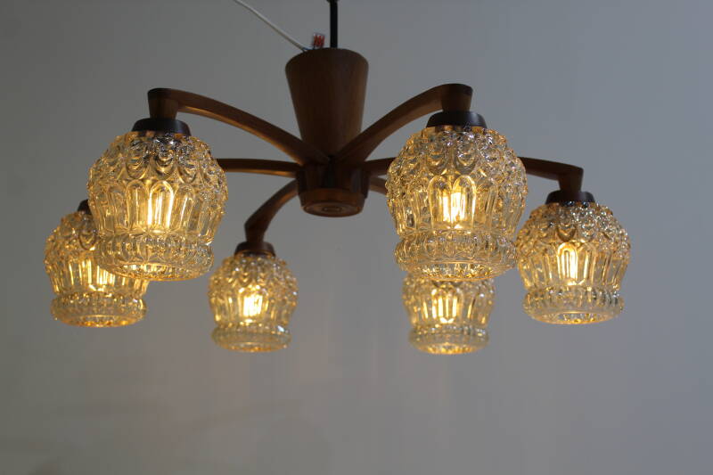 Vintage ceiling lamp - 6-arms, 70s | 01029
