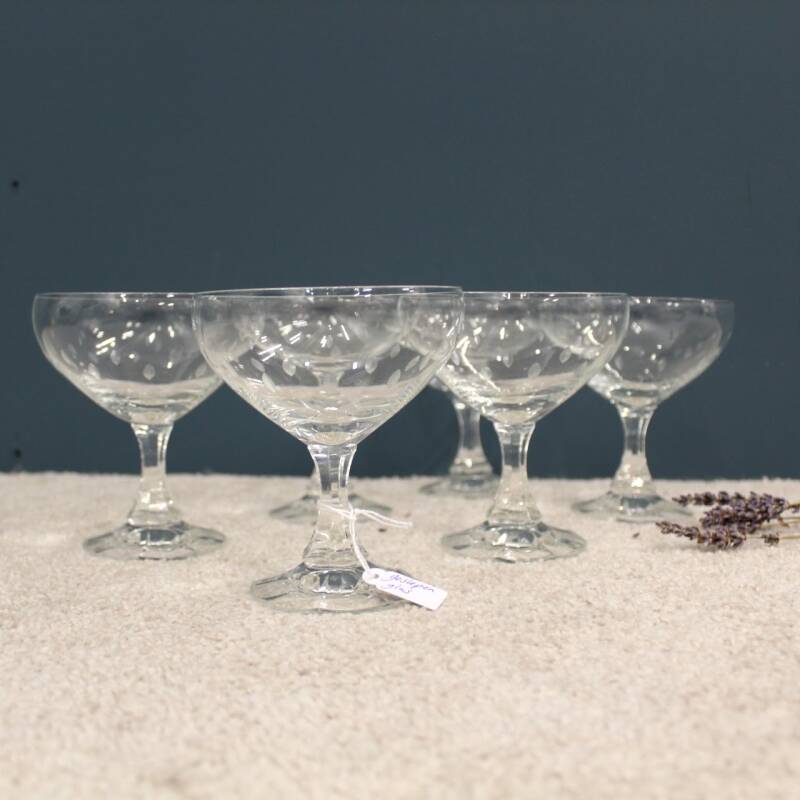 Vintage geslepen champagnecoupes