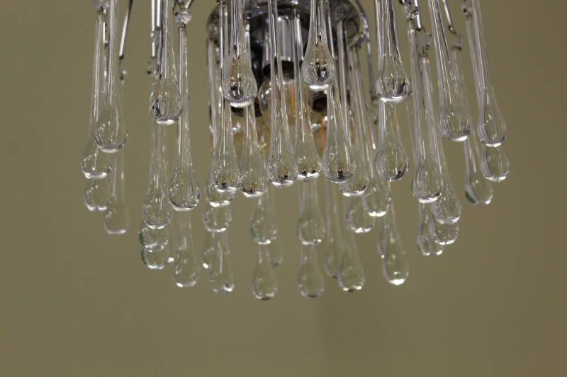 Vintage Murano teardrop lamp - zilver/transparant
