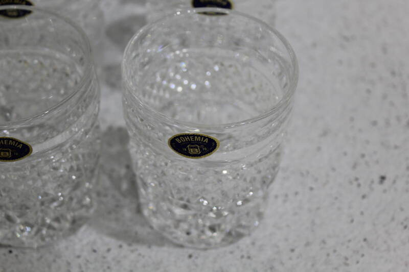 Vintage drankset kristallen karaf en whiskeyglazen - Bohemia Crystal | 01094