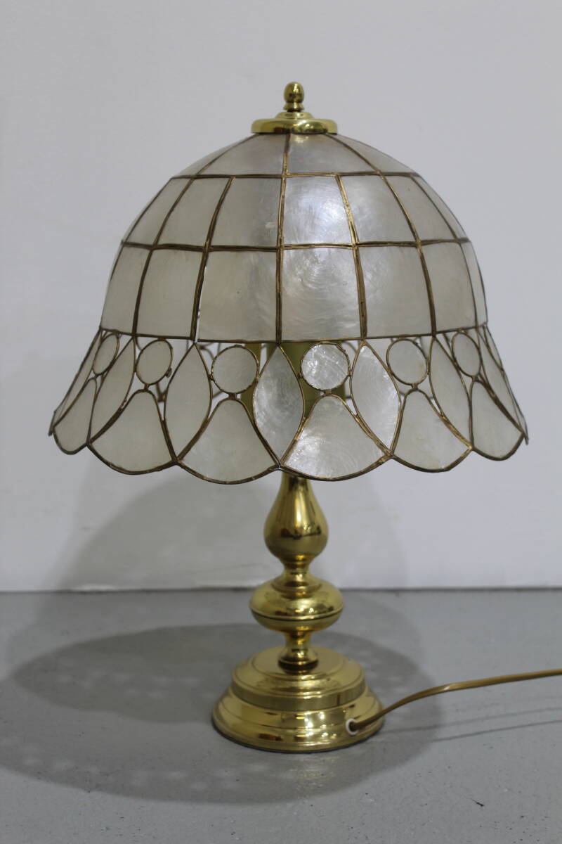 Vintage messing tafellamp - parelmoer, messing, Honsel, jaren '70 | 01234