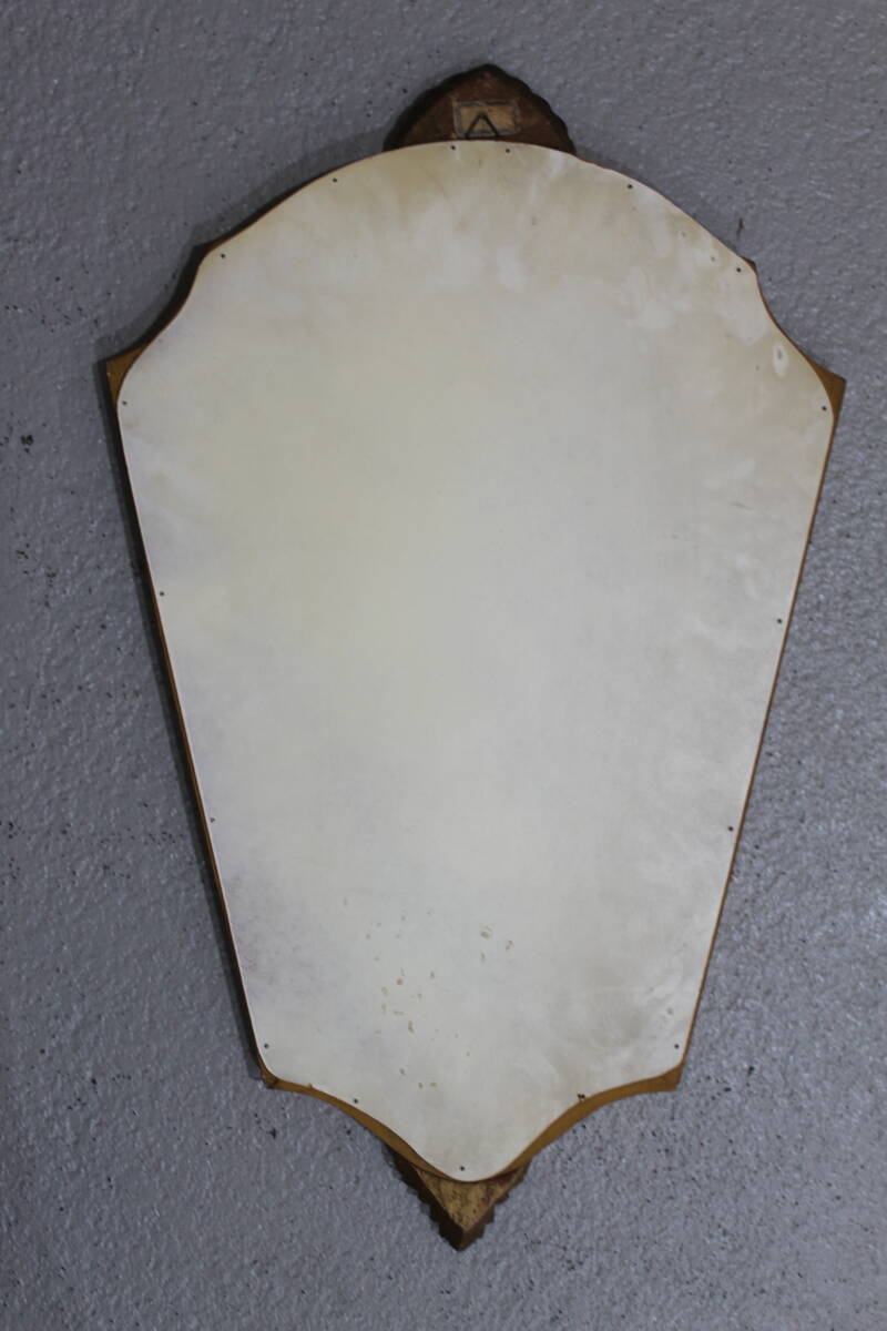 Vintage gold mirror - crest mirror, wood | 01320