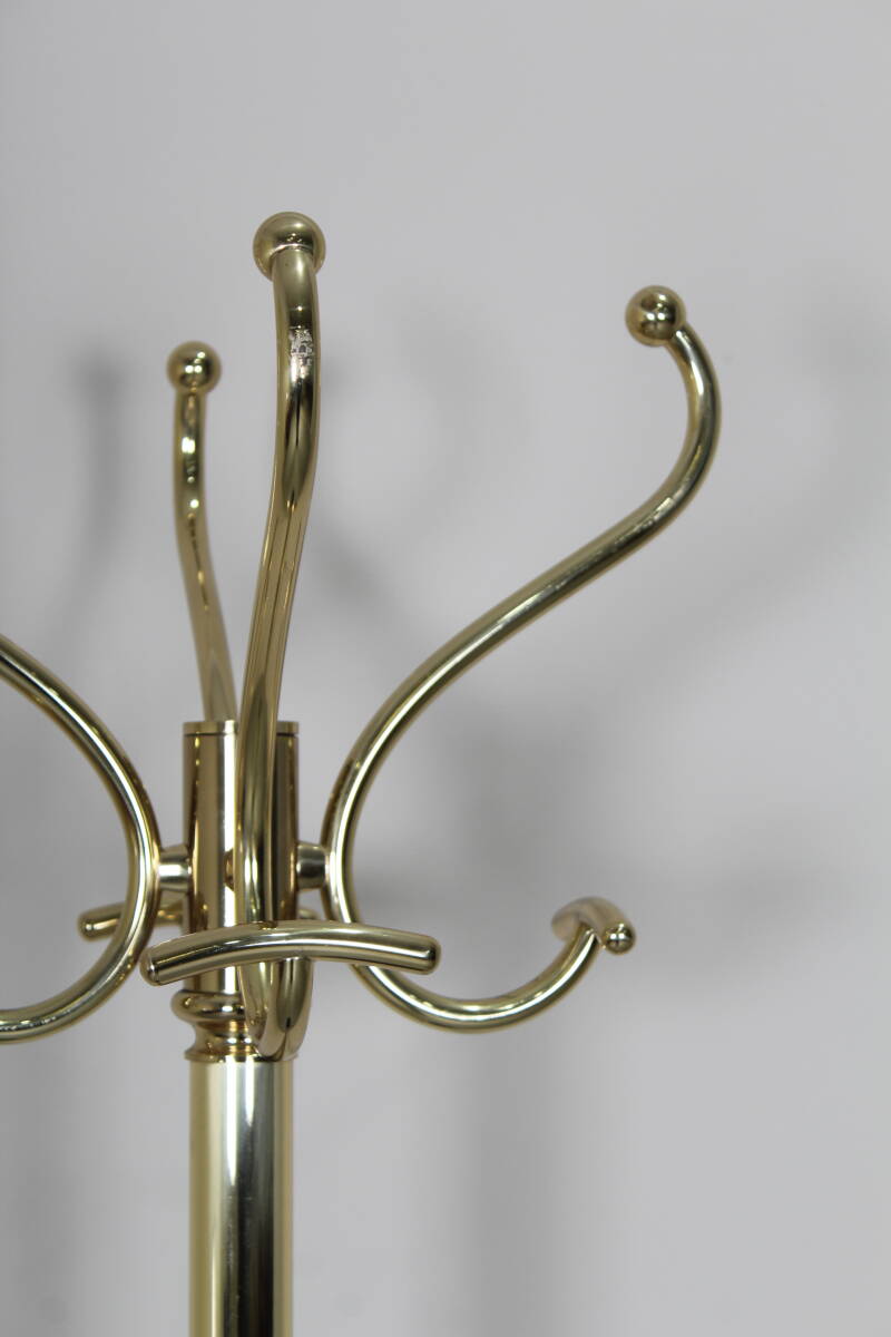 Vintage standing coat rack, wardrobe - brass, marble | 01392