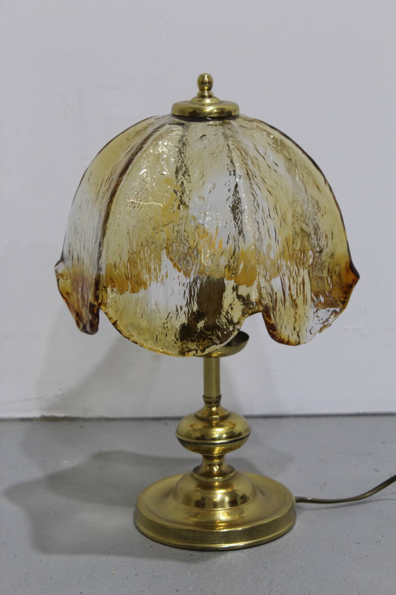 Vintage table lamp brass and glass - 70s | 01271