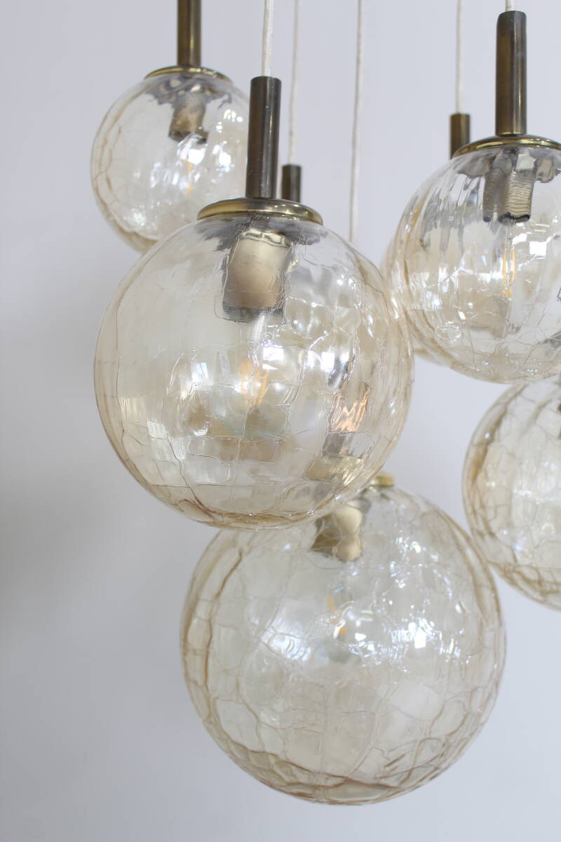 Vintage gold cascade lamp, pendant lamp with globes - 70s | 01367