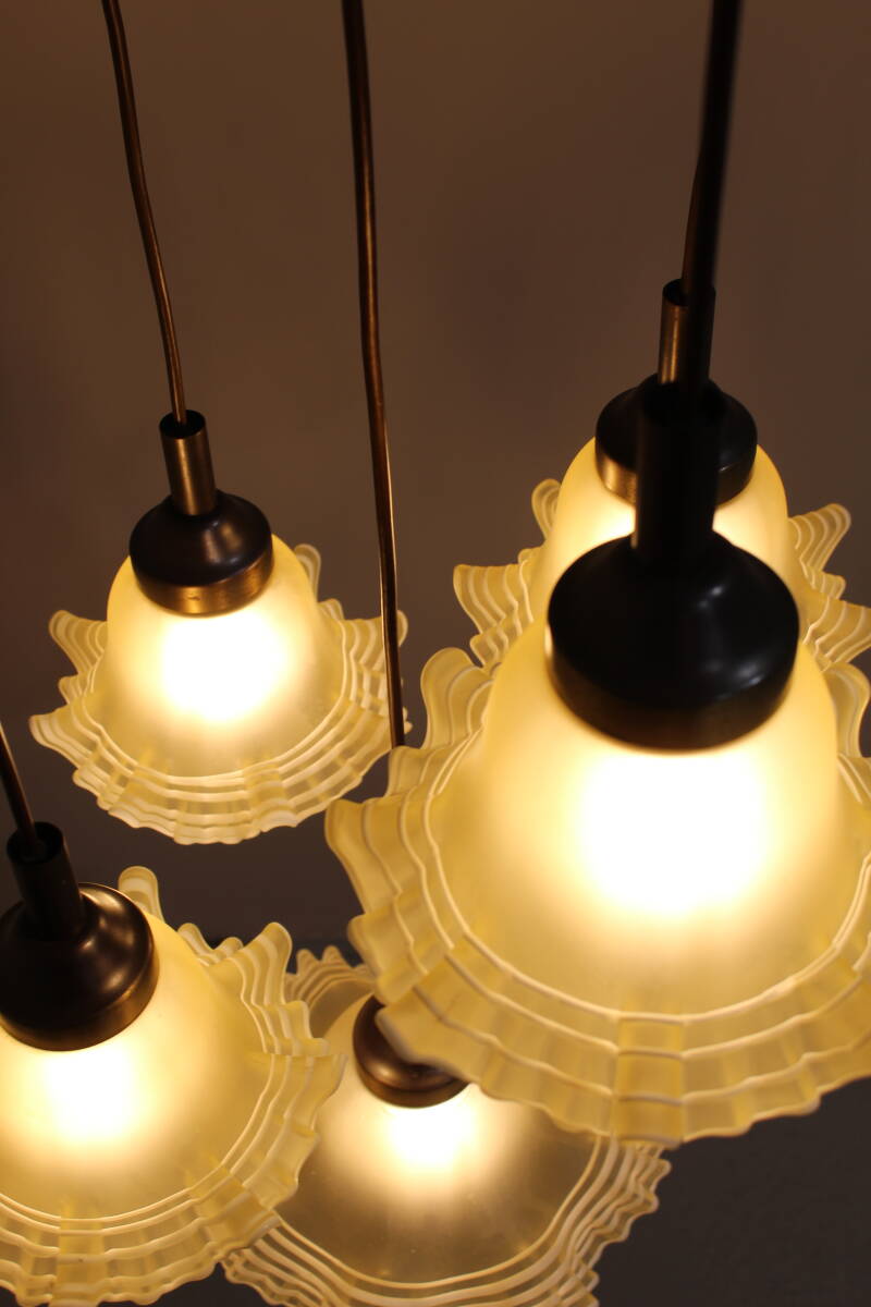 Vintage goldene Kaskadenlampe, Hängelampe - 70er Jahre