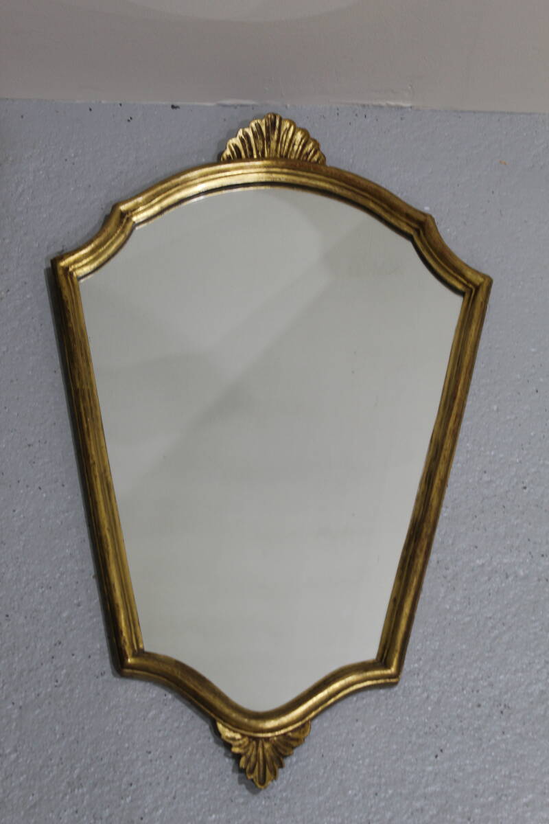 Vintage gold mirror - crest mirror, wood | 01320