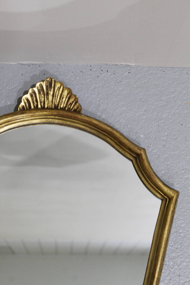 Vintage gold mirror - crest mirror, wood | 01320