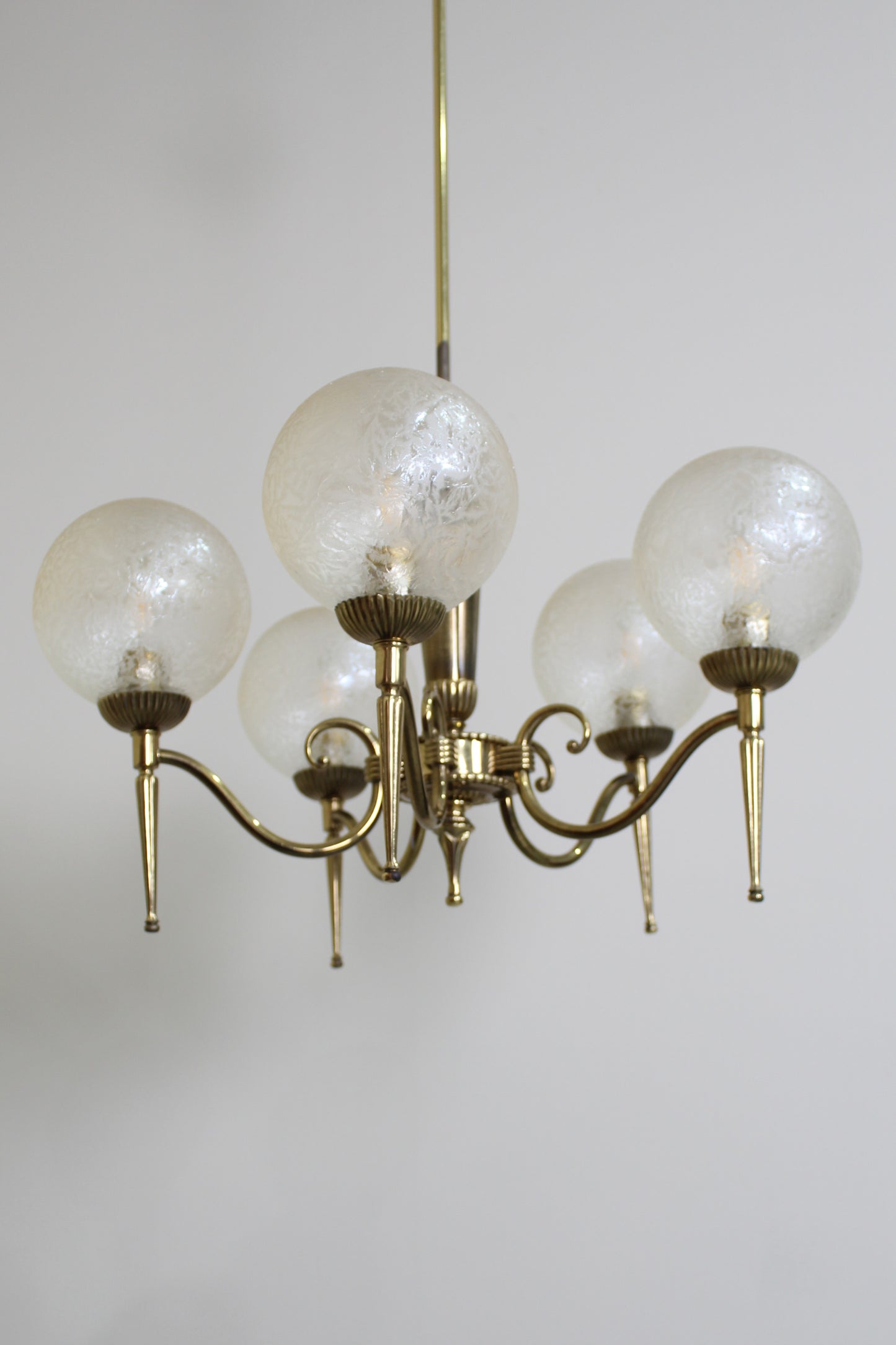 Vintage hanglamp, kroonluchter - messing jaren '50