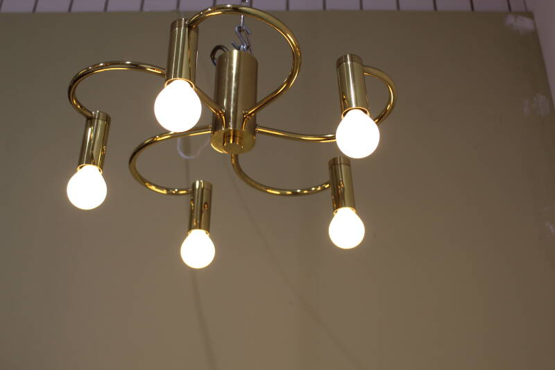 Vintage plafondlamp - 5- armig goud | 00841