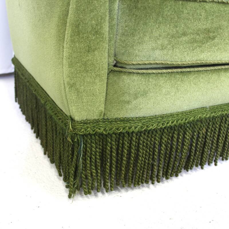Vintage fauteuil green velvet