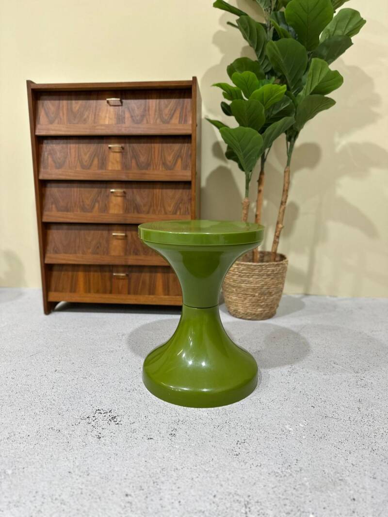 Vintage groene kruk, plantentafel - jaren '70 | 01095