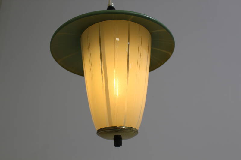 Vintage lamp, hanglamp - groen, jaren '50 | 01000