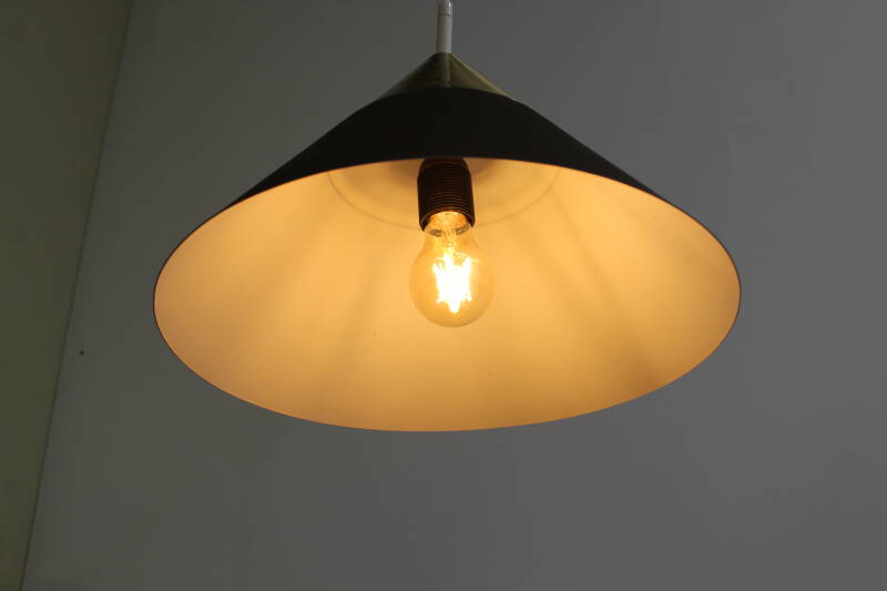 Vintage metalen hanglamp - Honsel Leuchten, jaren, '70 bruin, goud
