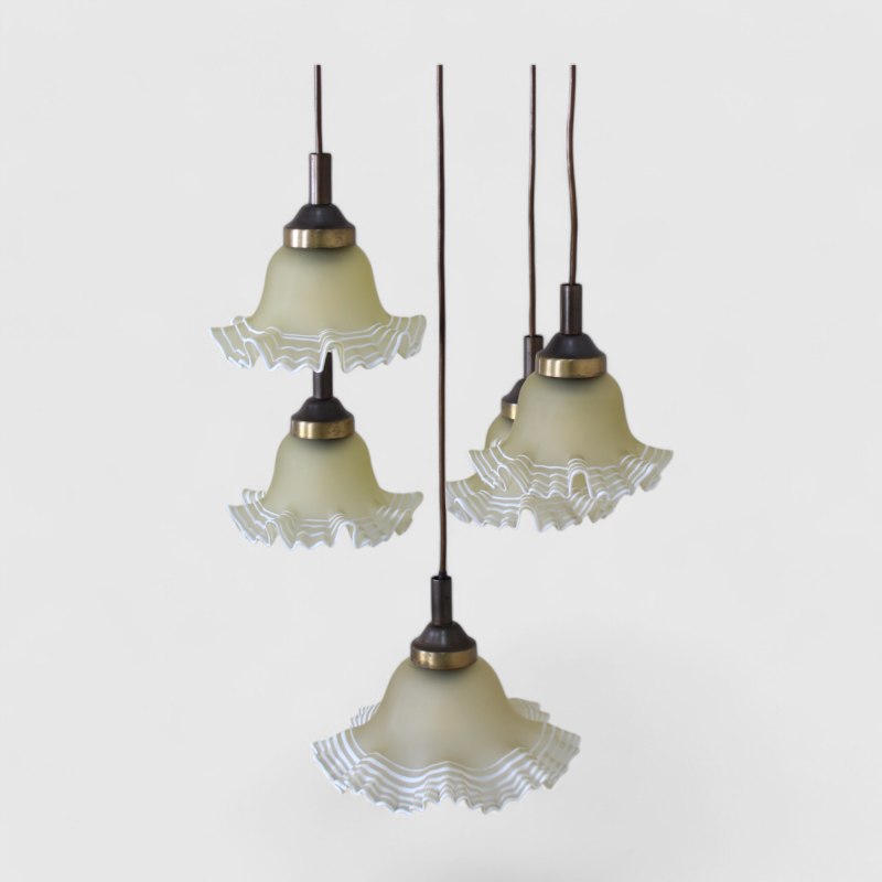 Vintage goldene Kaskadenlampe, Hängelampe - 70er Jahre