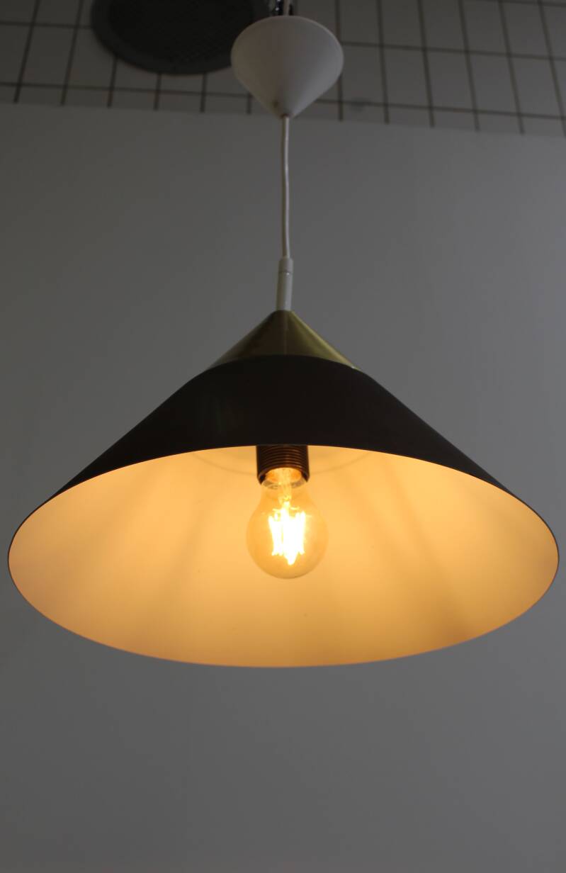 Vintage metalen hanglamp - Honsel Leuchten, jaren, '70 bruin, goud