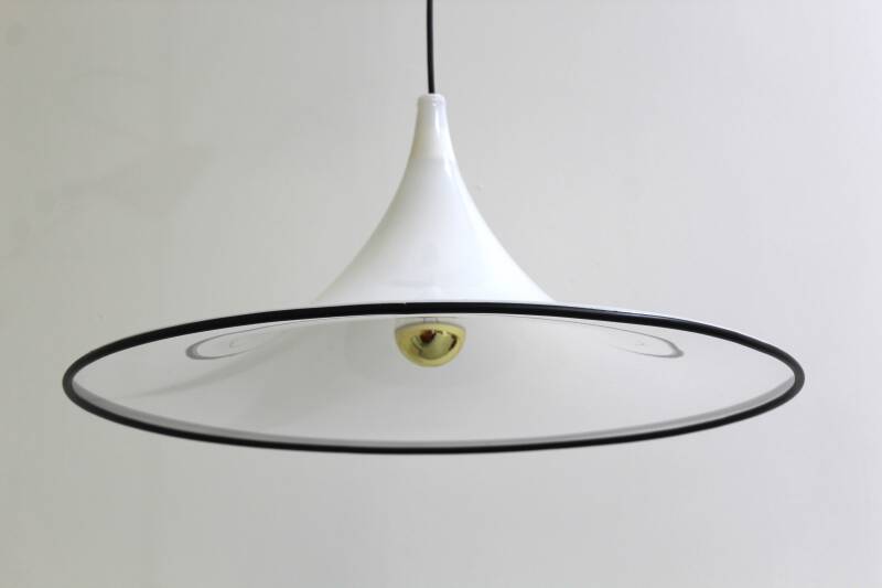 Vintage pendant lamp - white, 70s, acrylic | 01235