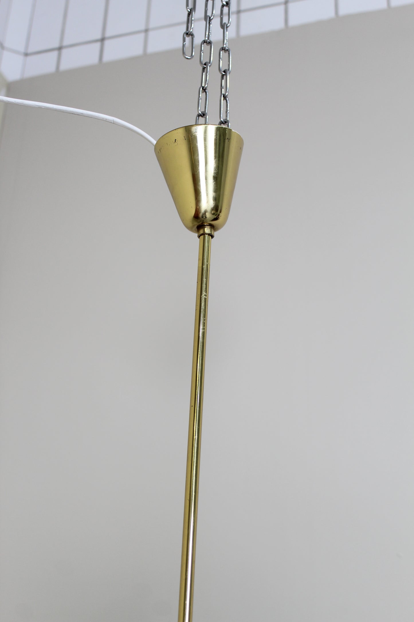 Vintage hanglamp, kroonluchter - messing jaren '50