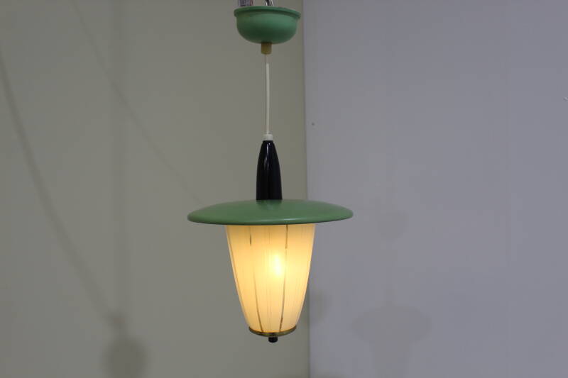 Vintage lamp, hanglamp - groen, jaren '50 | 01000