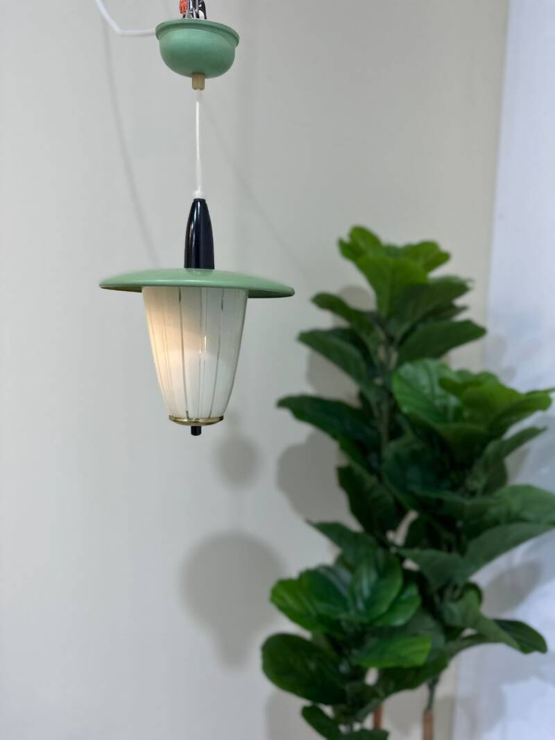 Vintage lamp, hanglamp - groen, jaren '50 | 01000