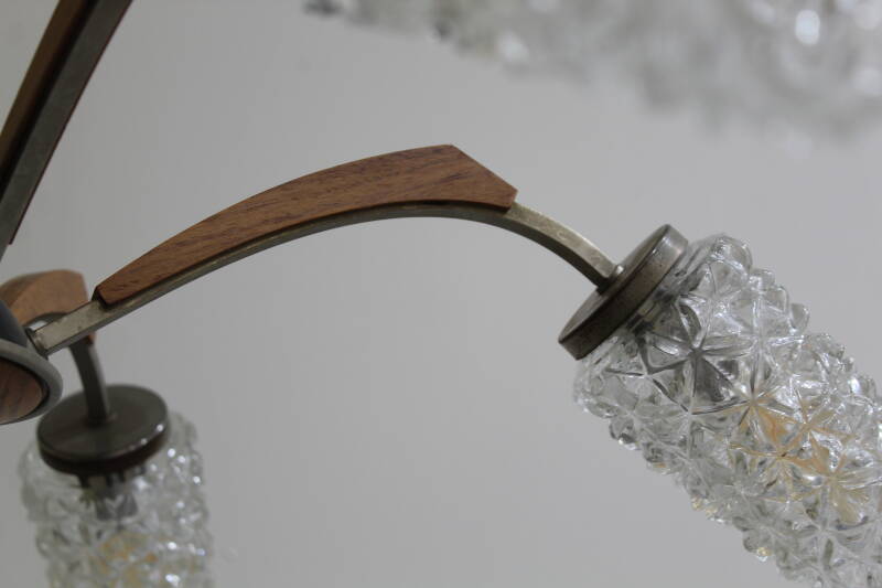 Vintage ceiling lamp - 5-arm, teak wood 1960s | 00886