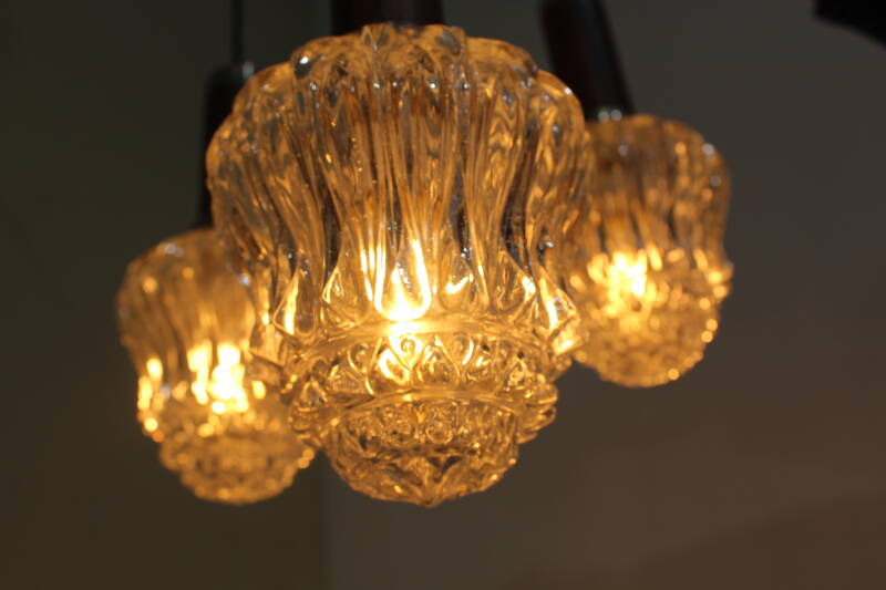 Vintage cascade lamp - transparant, hout, jaren '70 | 00942