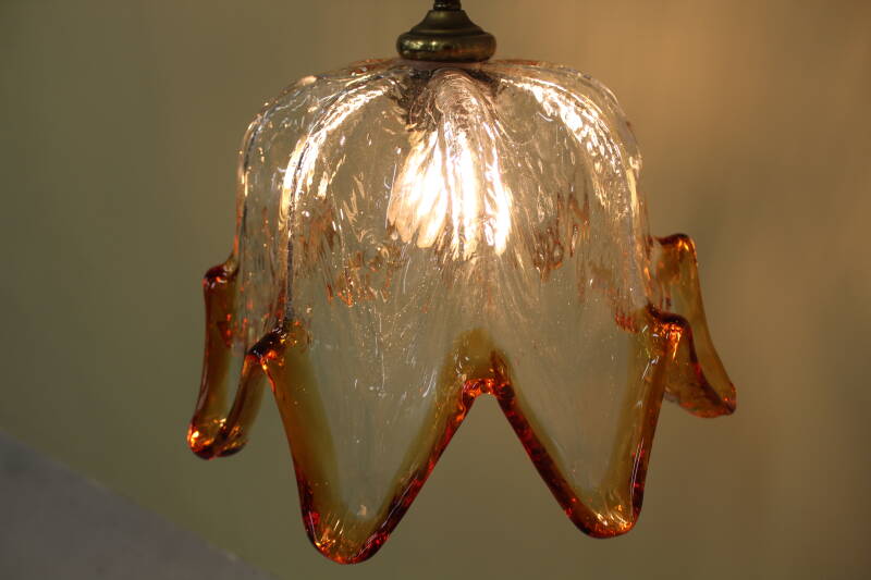 Vintage Murano pendant lamp - flower shape 70s | 00739