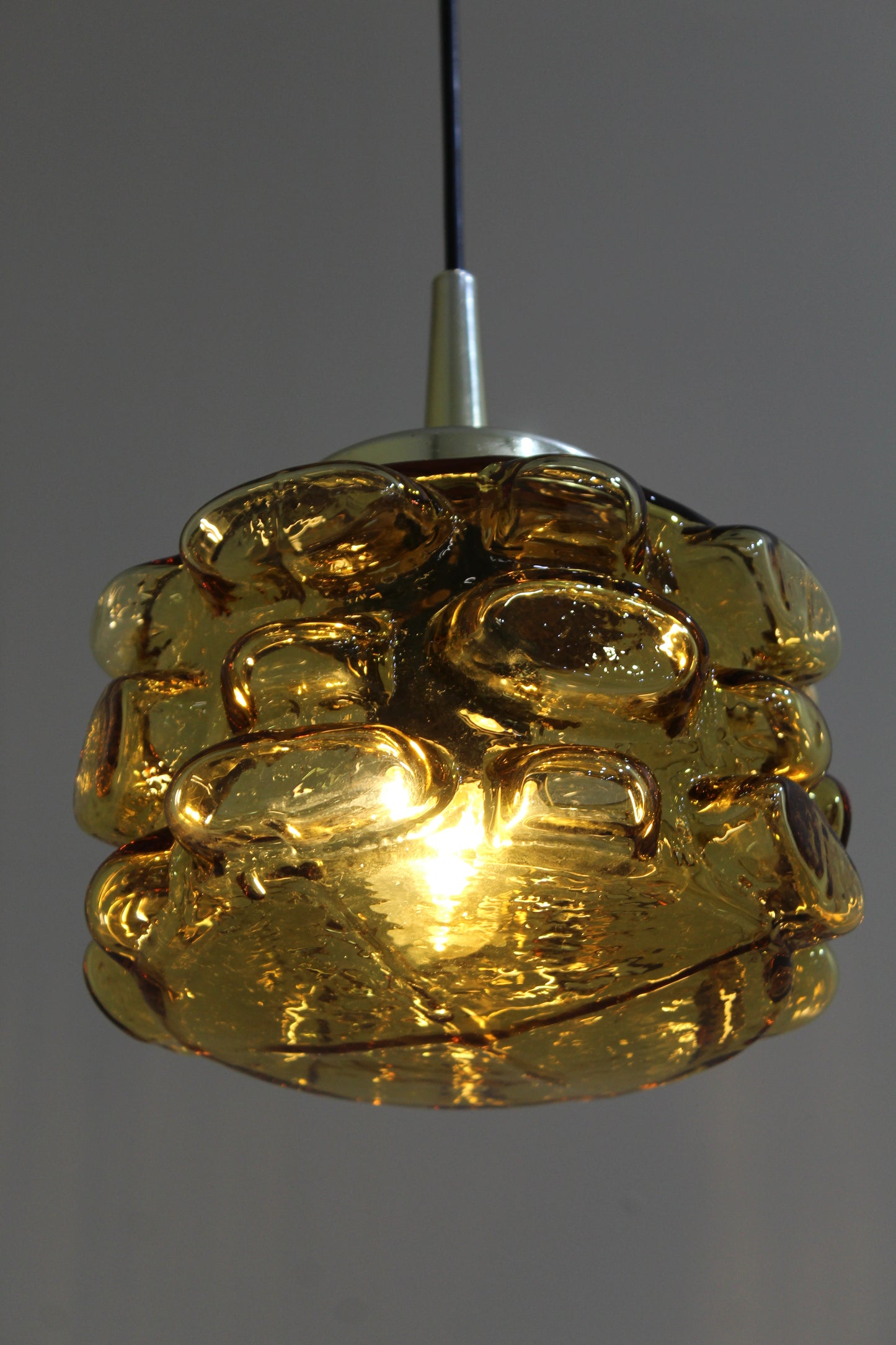 Vintage Pendelleuchte Bubble Lamp - bernsteinfarben, 70er