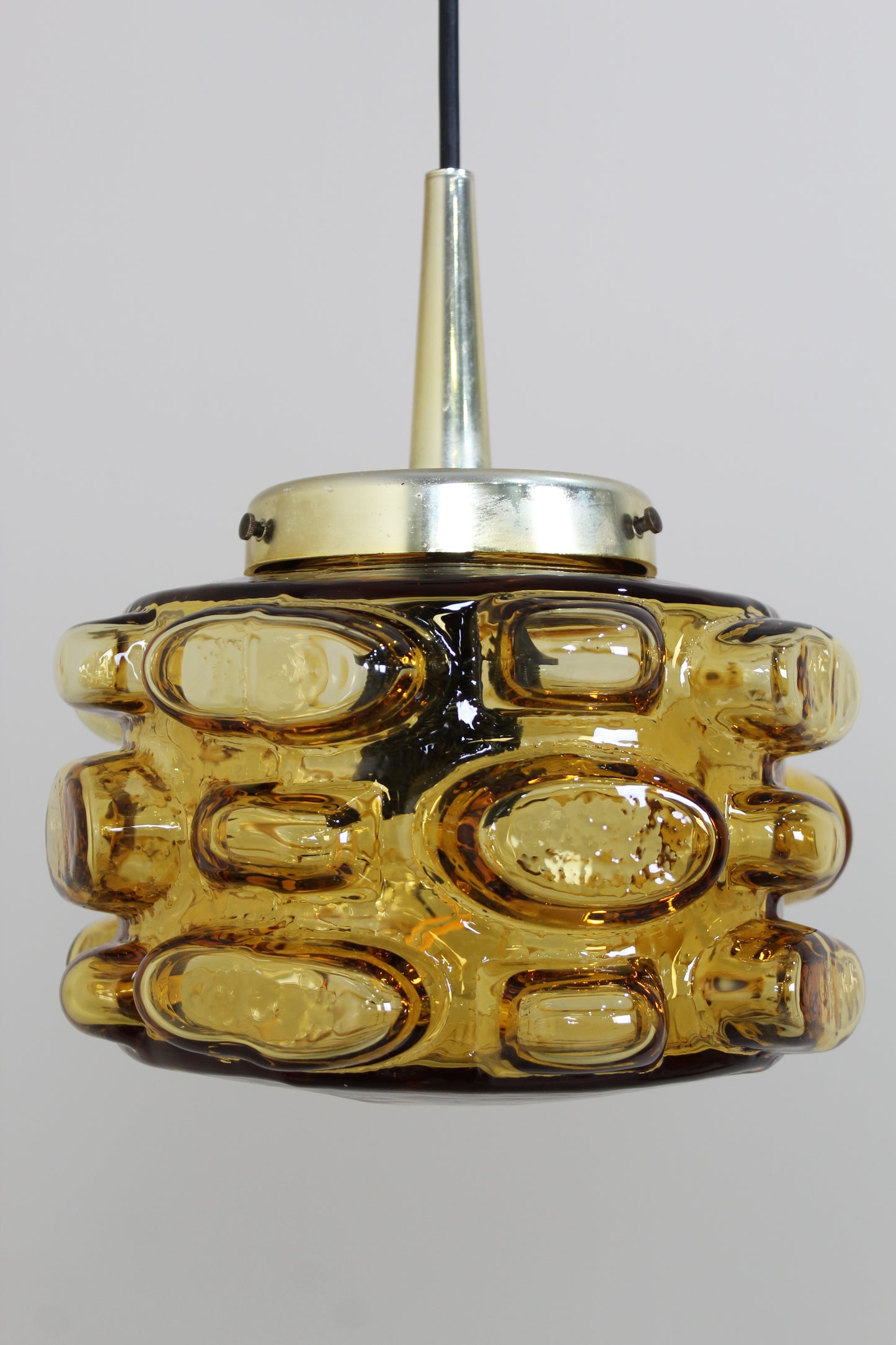 Vintage Pendelleuchte Bubble Lamp - bernsteinfarben, 70er