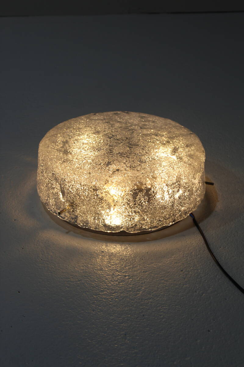 Vintage plafondlamp, wandlamp Hillebrand - ice glass | 01390 — Zonder stekker