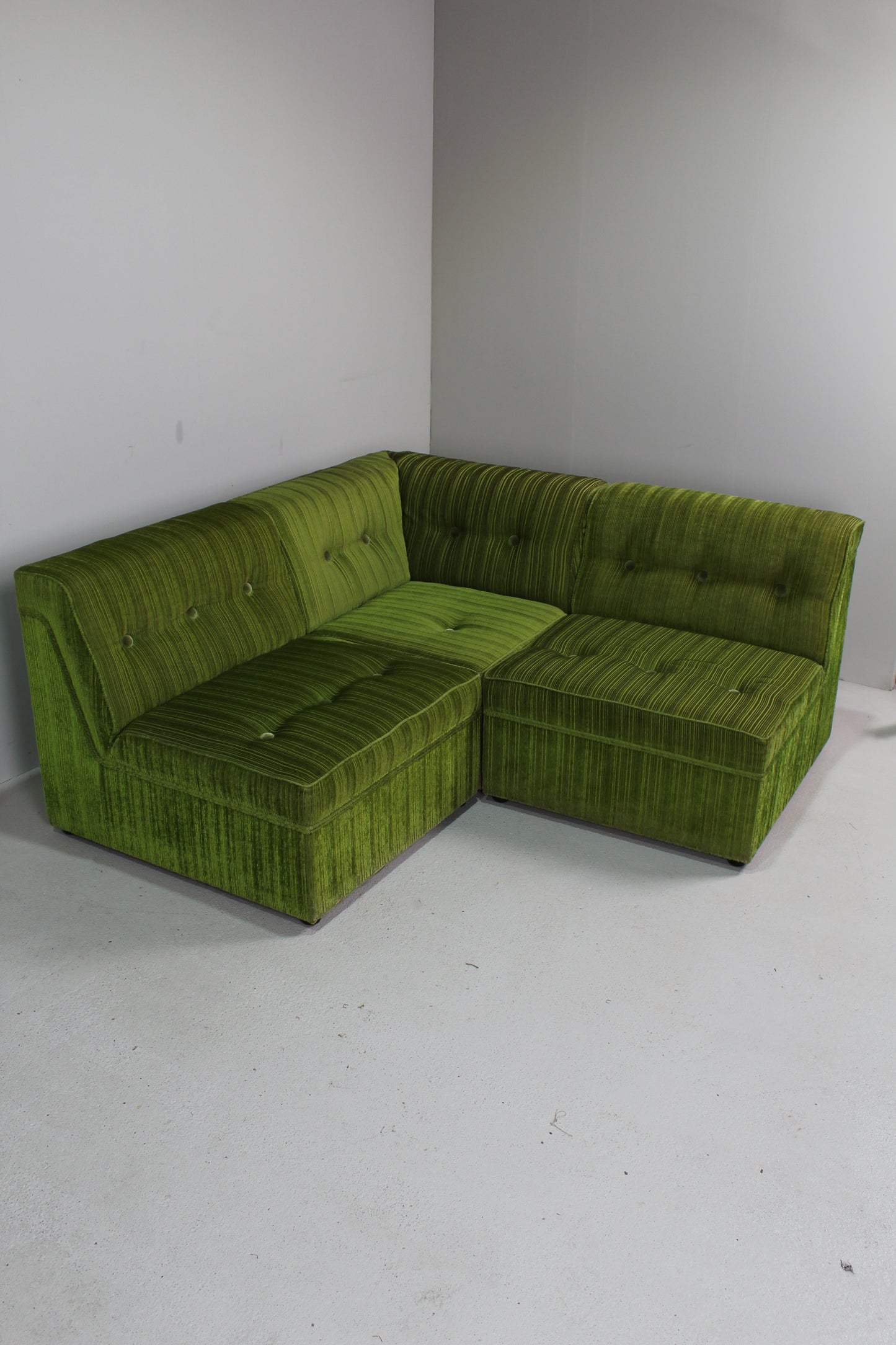 Vintage modulaire bank, hoekbank - groen, jaren '70