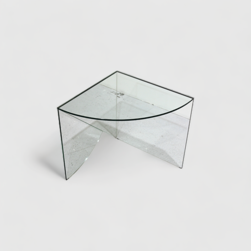 Vintage bijzettafel, hoektafel glas - jaren '70 | 00955