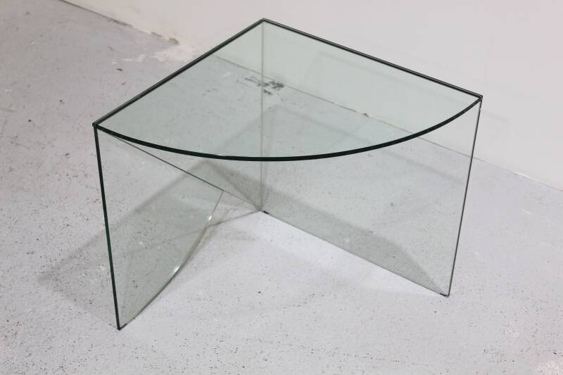 Vintage bijzettafel, hoektafel glas - jaren '70 | 00955
