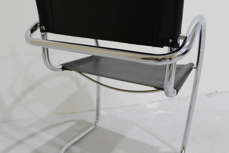 Vintage buisframe stoel - Italiaans, leer, zwart | 00937