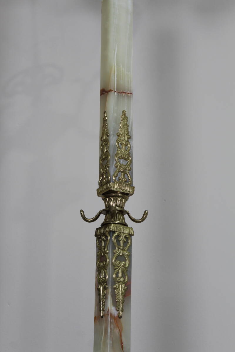 Vintage standing coat rack, wardrobe - brass, onyx | 01347