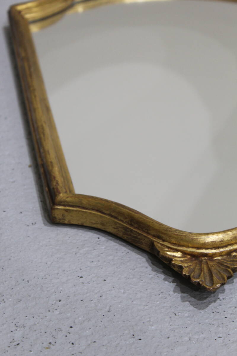 Vintage gold mirror - crest mirror, wood | 01320