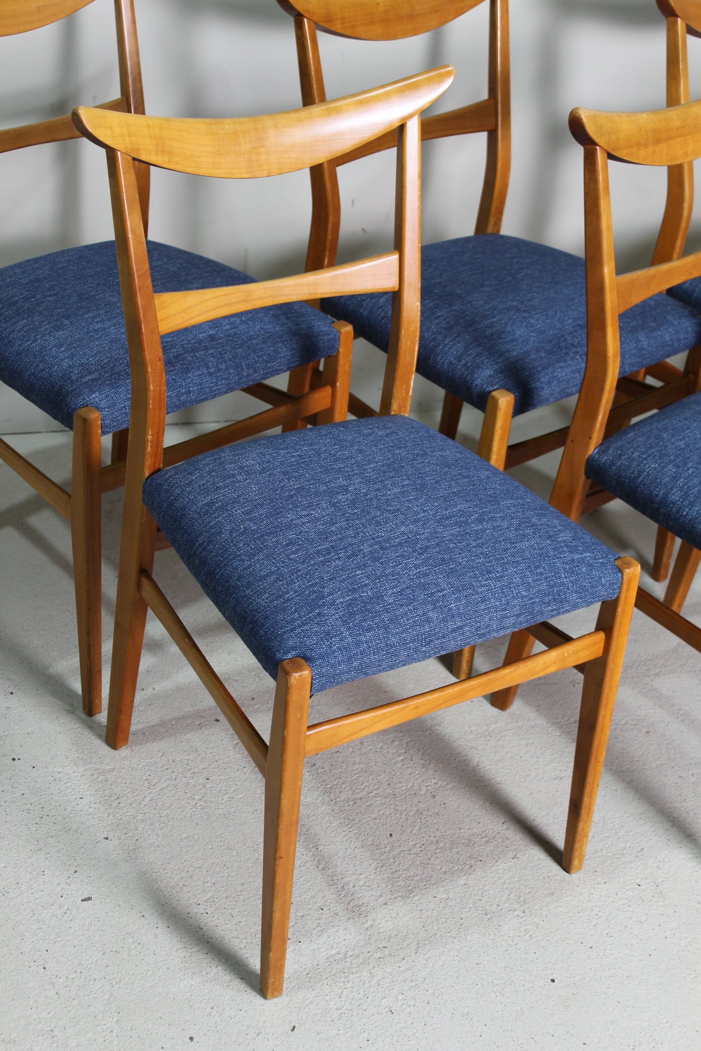 6x Vintage design eetkamerstoelen Lübke