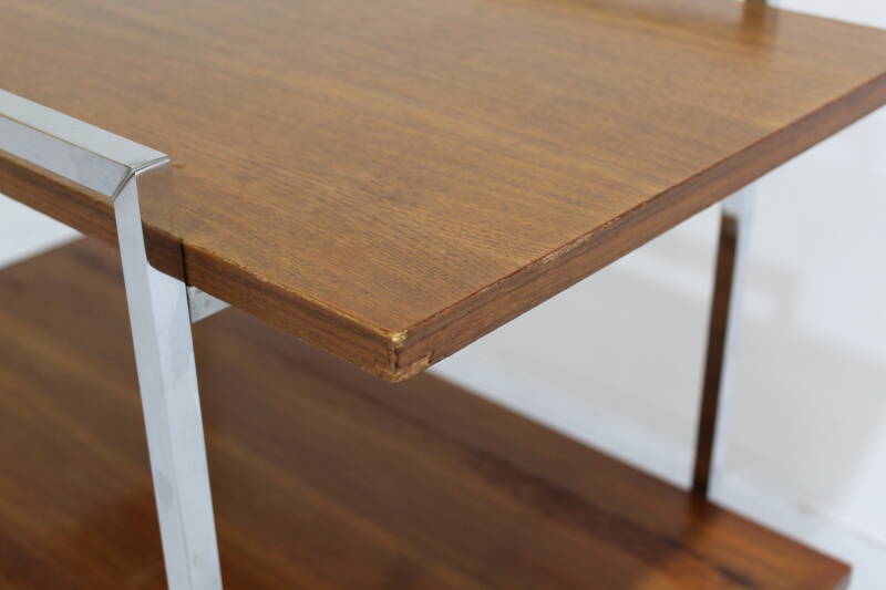Vintage serveerwagen, barcart - jaren '60, chroom hout | 01093