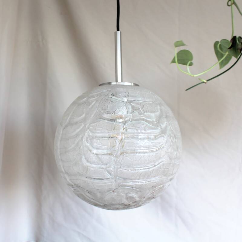 Vintage DORIA pendant lamp - iceglass L