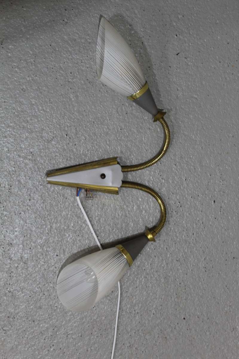 Vintage buigbare wandlamp - jaren '50, messing, glas