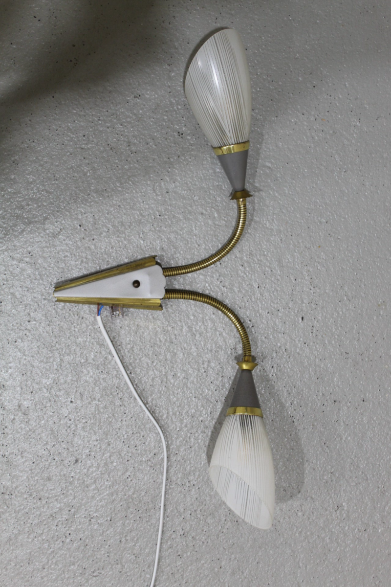 Vintage buigbare wandlamp - jaren '50, messing, glas