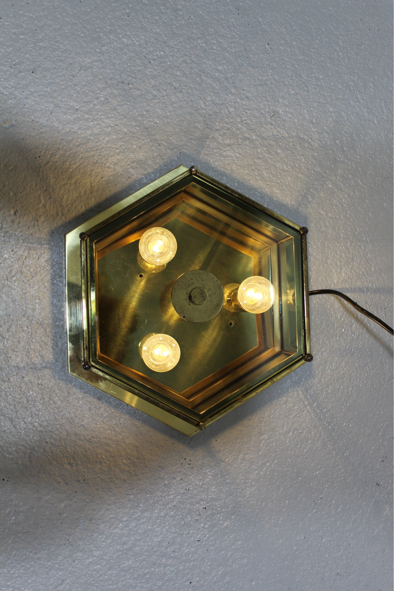Vintage Lampe Brumberg - Messing, Rauchglas 70er