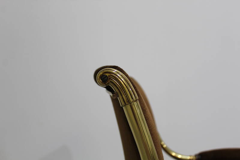 Vintage stoel - messing, bruin, velours| 01208