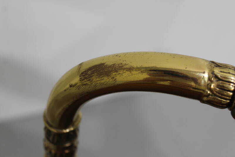 Vintage stoel - messing, bruin, velours| 01208