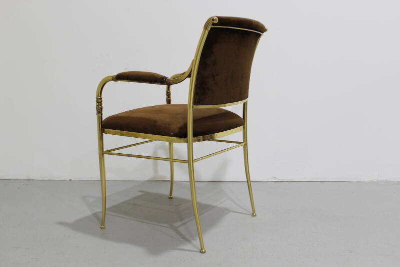 Vintage stoel - messing, bruin, velours| 01208