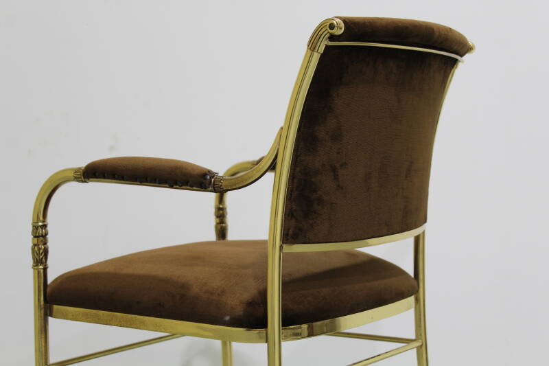Vintage stoel - messing, bruin, velours| 01208